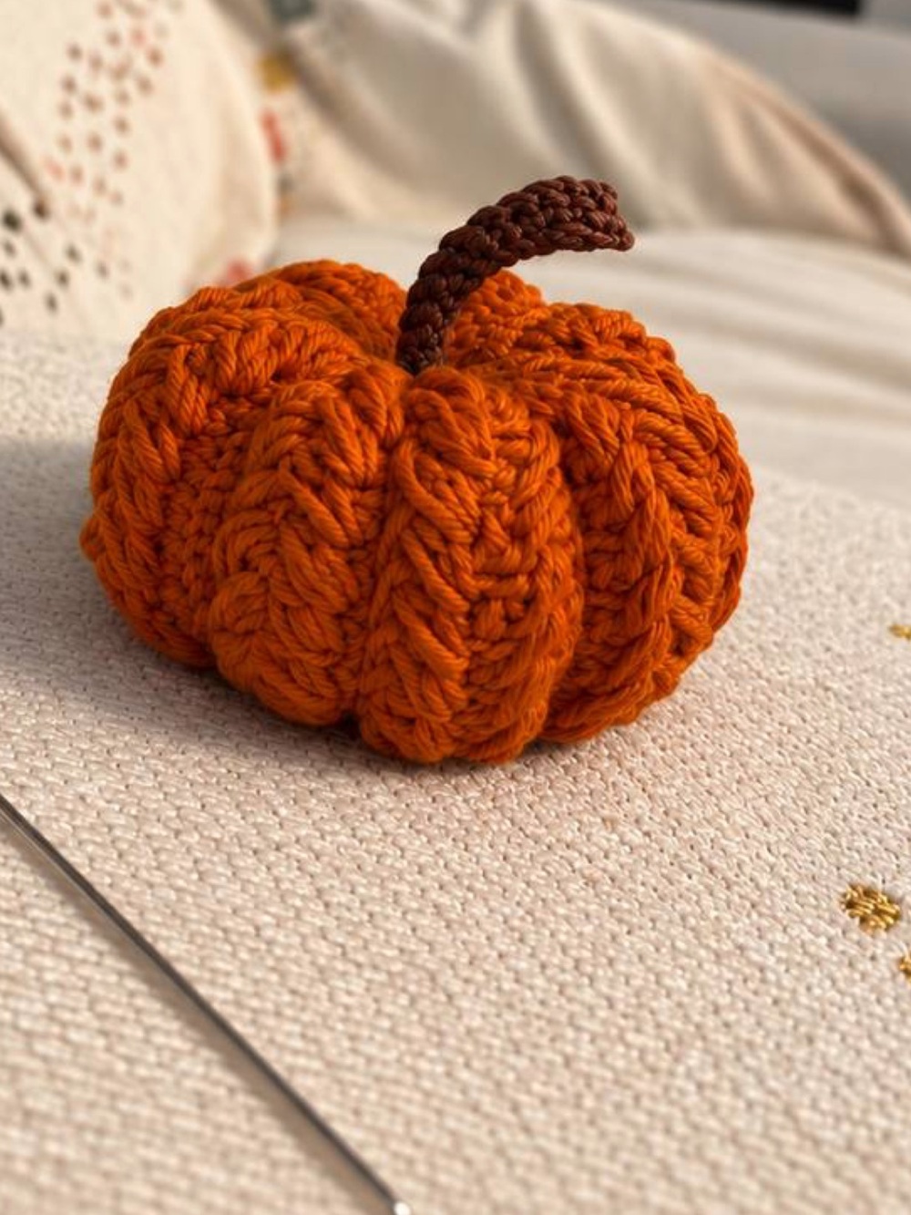 Handmade Orange Crochet Pumpkin Home Accent